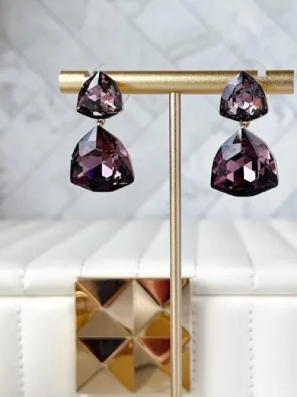 Park Lane Wineberry Drop Crystal Earrings - Deep Berry Purple - Picture 3 of 3